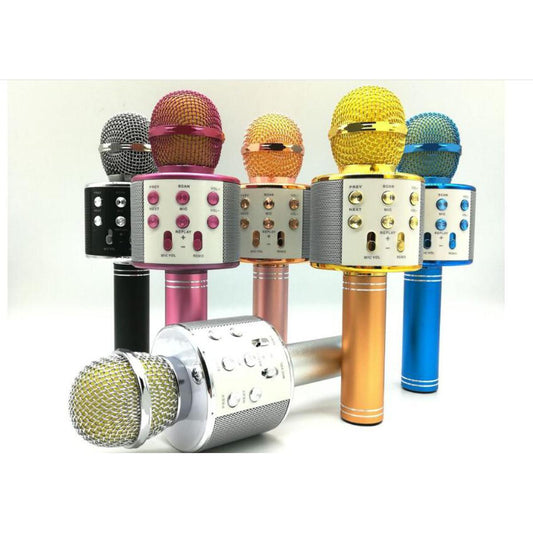 WS-858 Wireless Bluetooth Handheld Karaoke Portable Microphone with Built-in Rechargeable Speaker (random color)