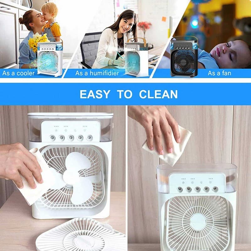 Sale Trending Mini Air Conditioner Fan Premium 3 In 1 Desk Cooling Fan Spray Fan