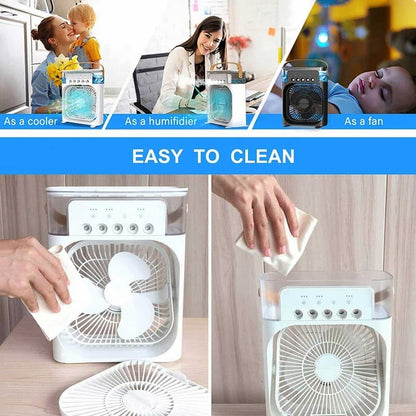 Sale Trending Mini Air Conditioner Fan Premium 3 In 1 Desk Cooling Fan Spray Fan