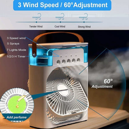 Sale Trending Mini Air Conditioner Fan Premium 3 In 1 Desk Cooling Fan Spray Fan