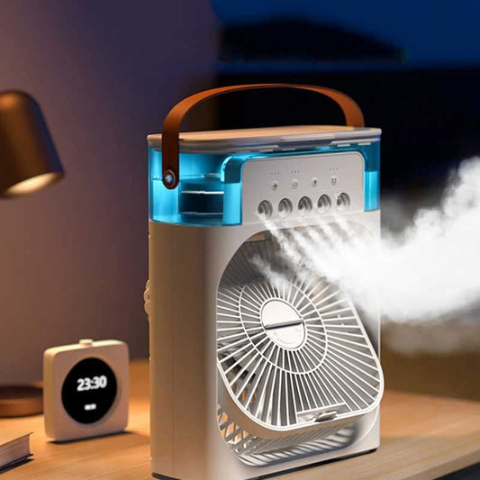 Sale Trending Mini Air Conditioner Fan Premium 3 In 1 Desk Cooling Fan Spray Fan