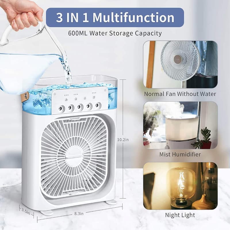 Sale Trending Mini Air Conditioner Fan Premium 3 In 1 Desk Cooling Fan Spray Fan