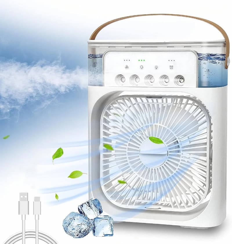 Sale Trending Mini Air Conditioner Fan Premium 3 In 1 Desk Cooling Fan Spray Fan